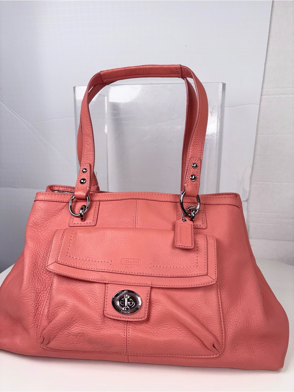 Coach Pink Soft Milled Cowhide Leather Penelope Turn-Lock Tote Bag F1904